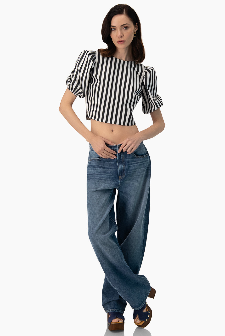 Blusa recta de manga 3/4