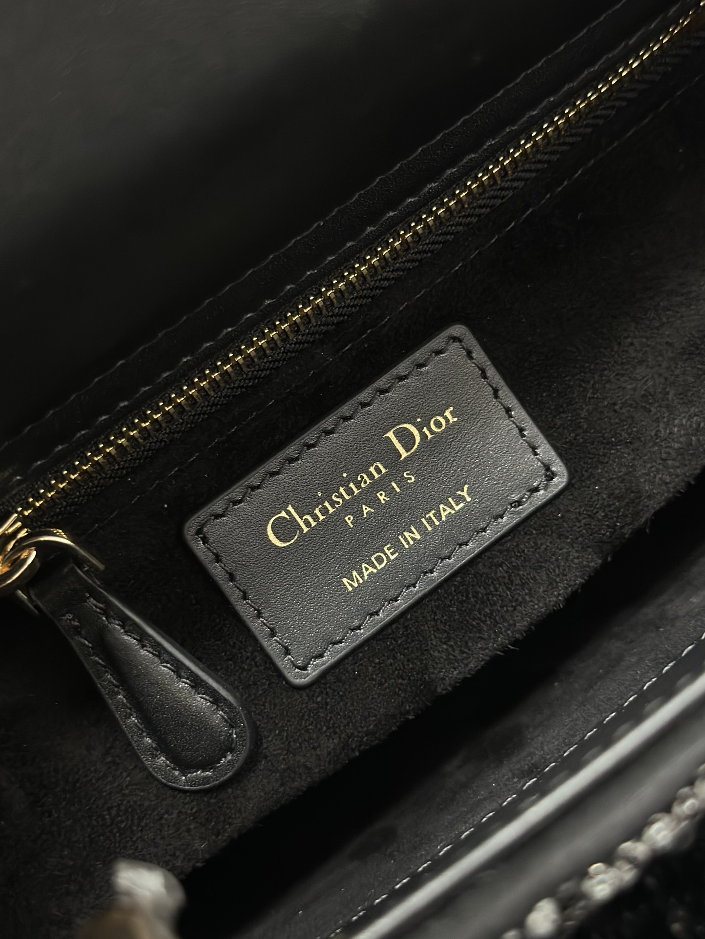 Dior Lady four-grid embroidery diamond black Princess Diana bag M0538
