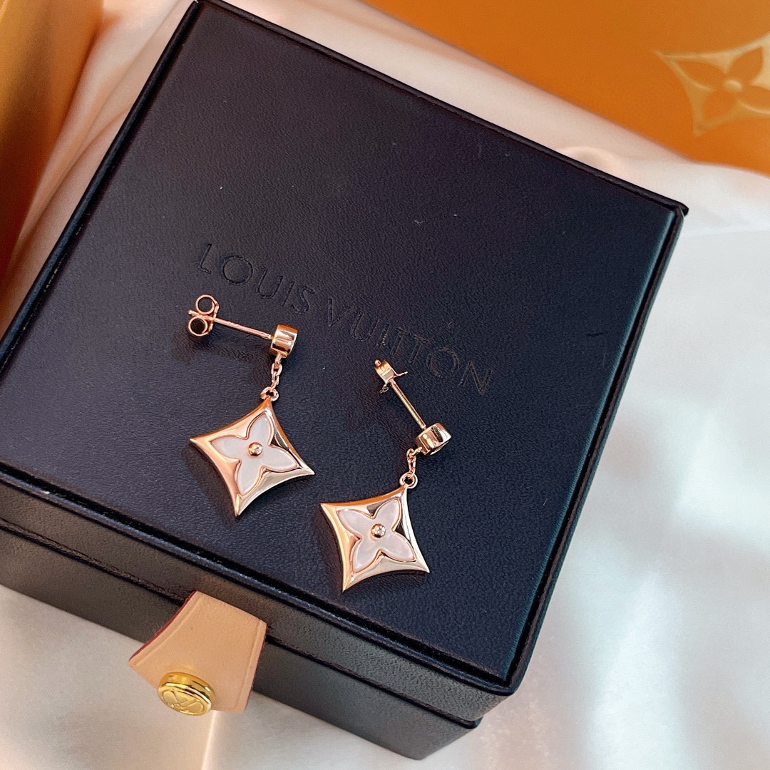 Louis Vuitton Monogram Floral White Shell Earrings