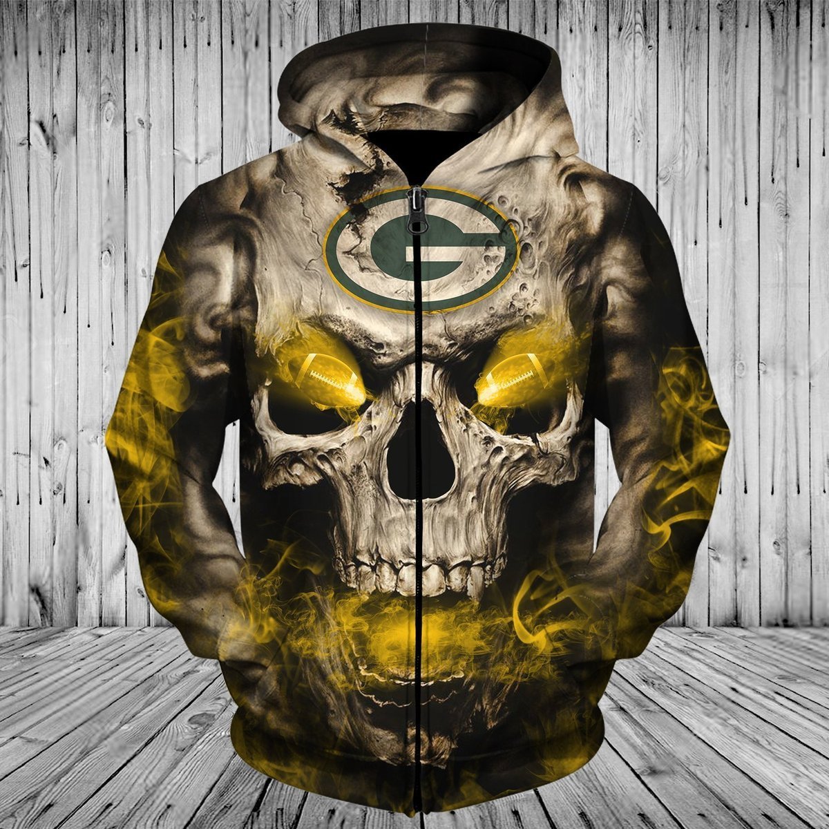 PACKERS 3D HOODIE SKULL26