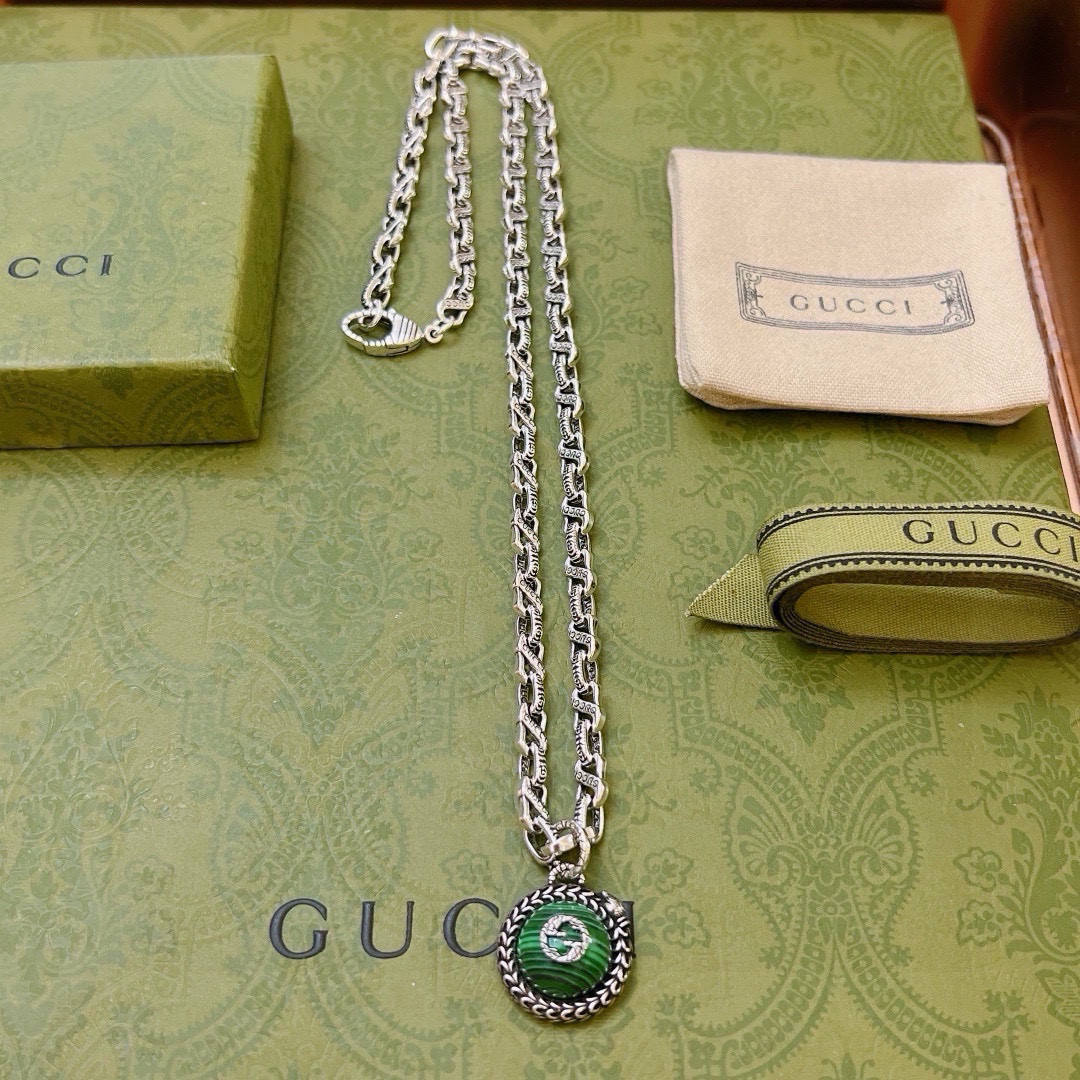 Gucci Anger Forest Series Green Planet Chain Necklace