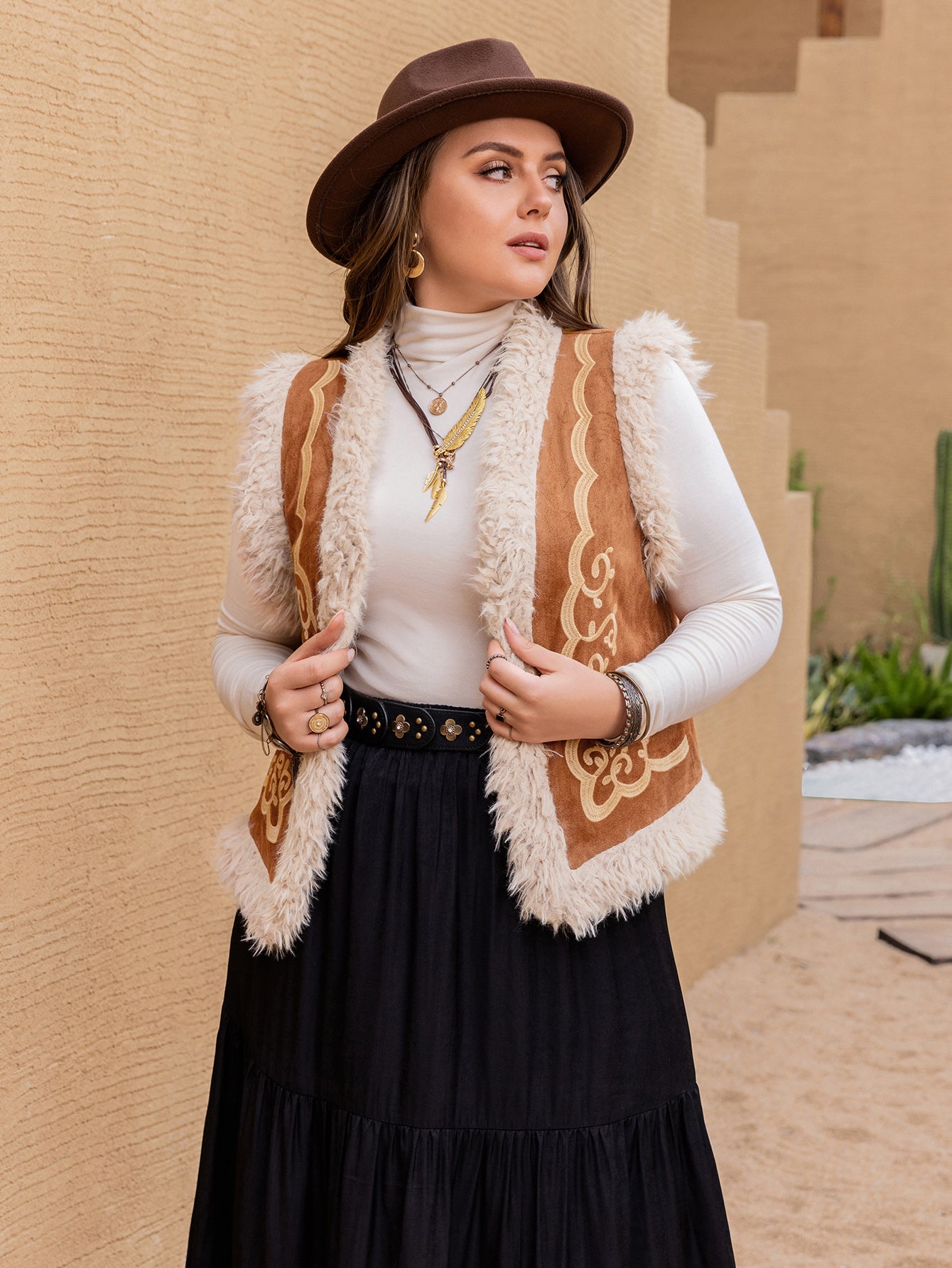 Plus Size Women Clothing Autumn Winter Velvet Fur Collar Jacket