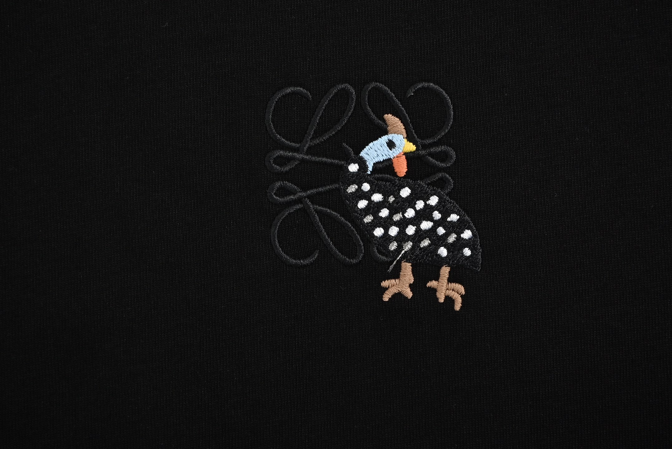 Loewe 23ss Guinea fowl embroidered short sleeve