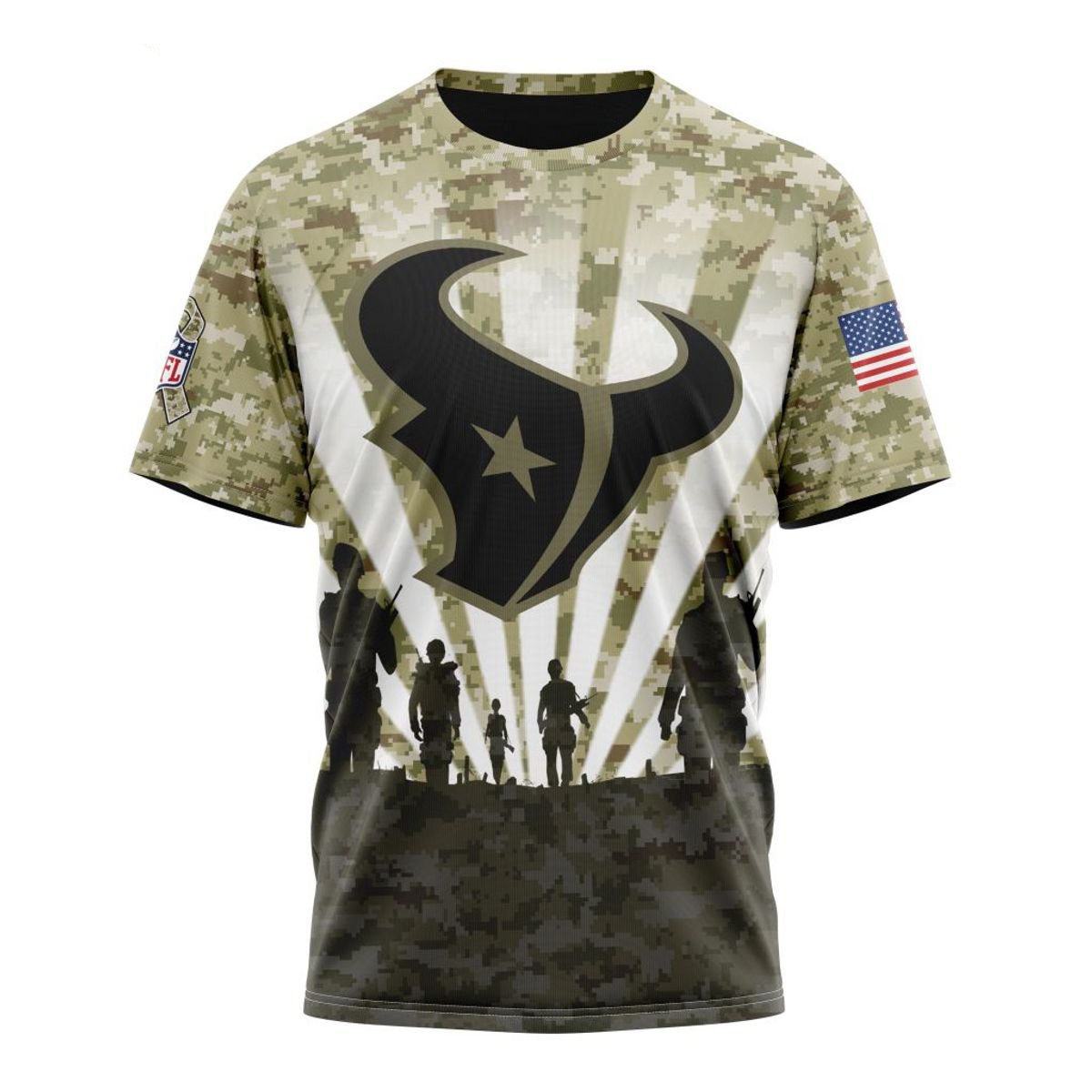 HOUSTON TEXANS 3D HOODIE HONOR VETERANS