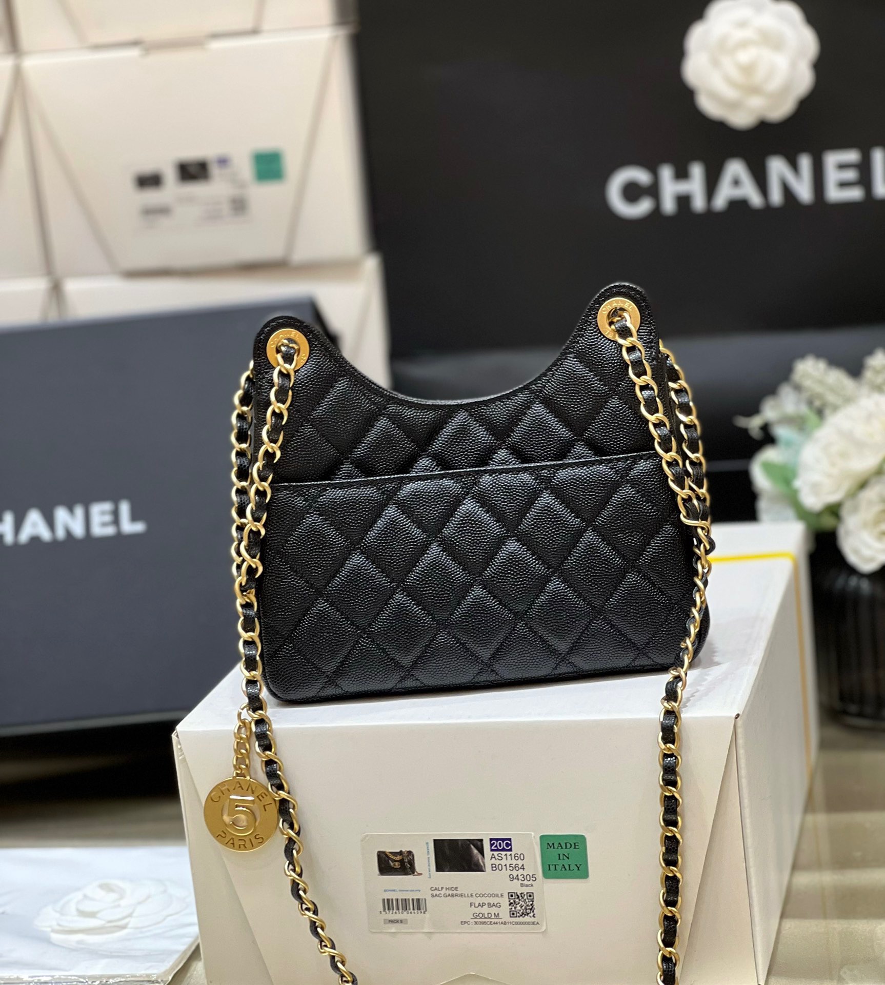 Chanel 23P Spring/Summer Series No. 5 Gold Coin Hobo Hippie Bag 3710