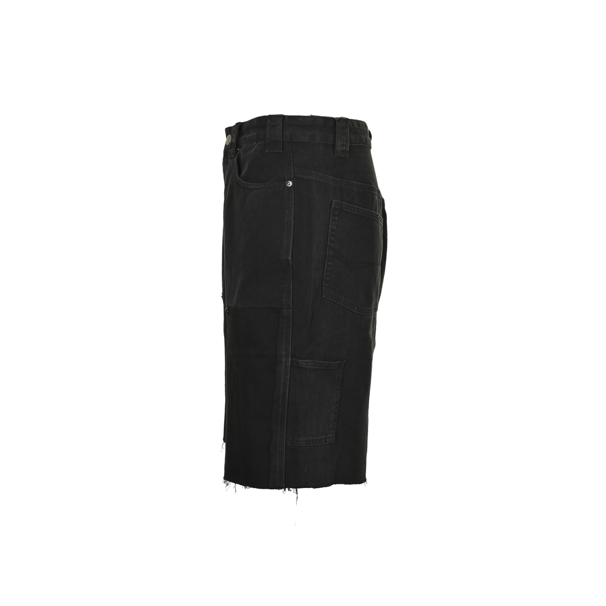 Balenciaga 25ss patchwork lumberjack denim shorts