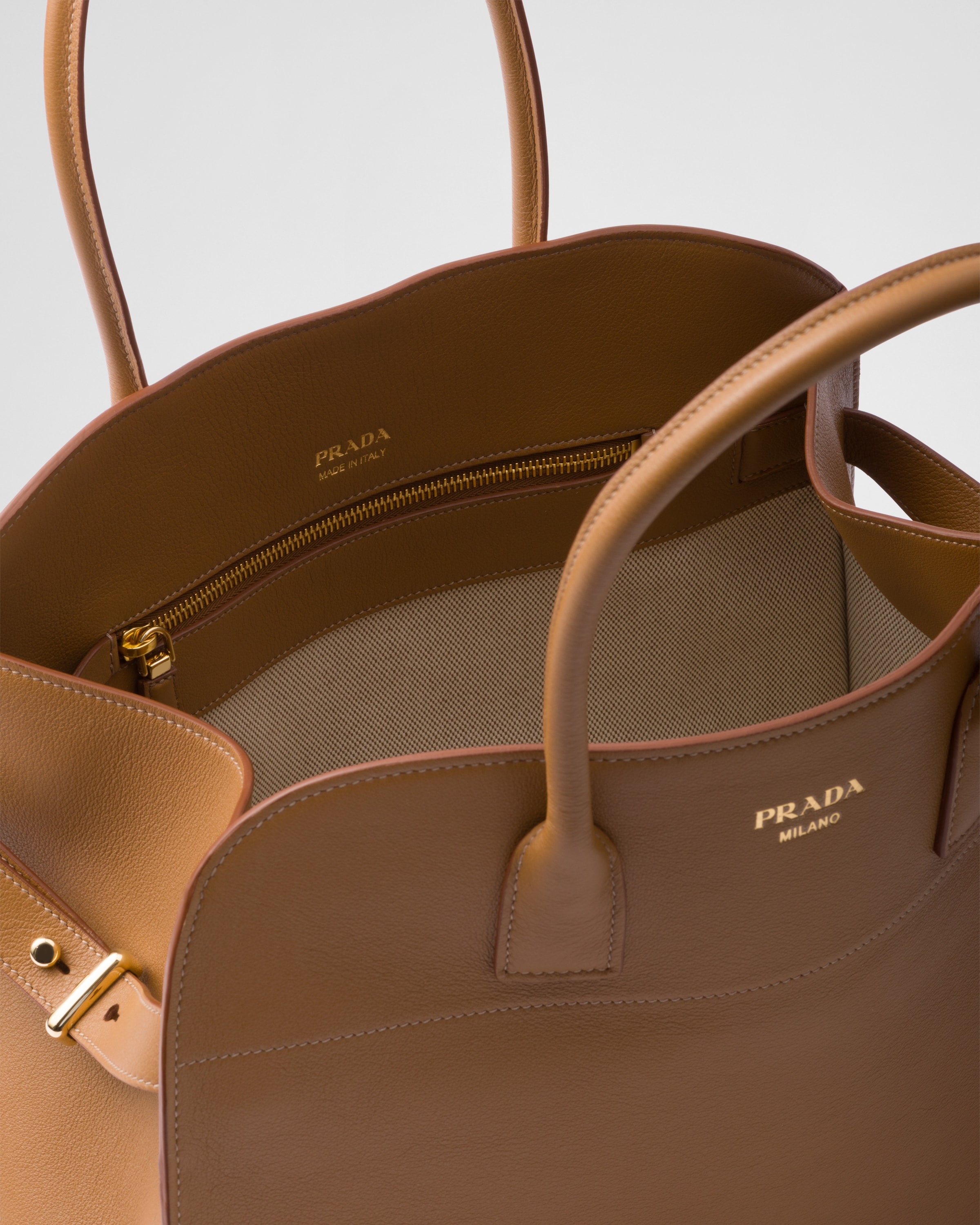 Prada Large Buckled Leather Tote