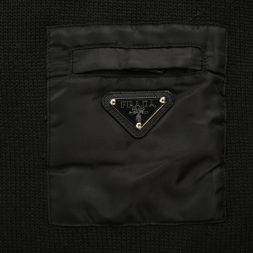 Prada 24Fw nylon pocket triangle logo crew neck sweater