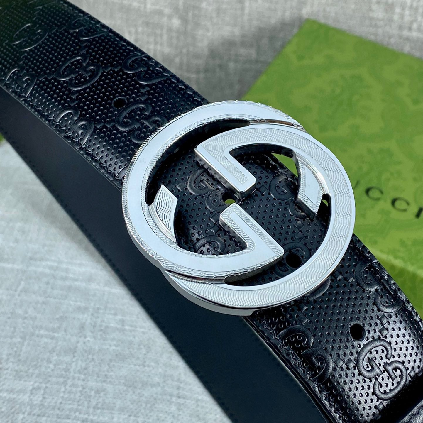 Gucci Signature printed leather belt width 4.0CM