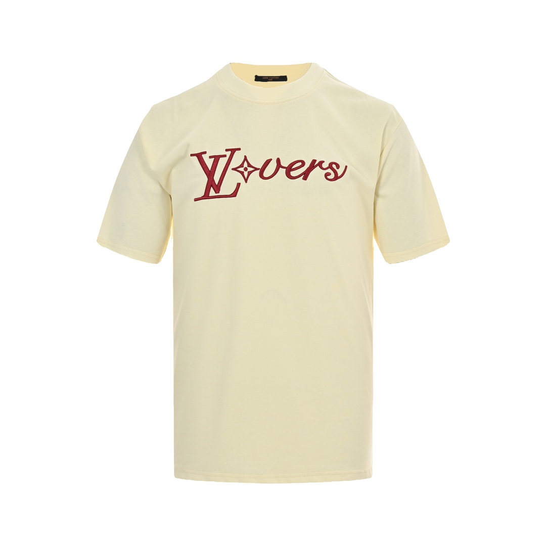 Louis Vuitton 24ss Burgundy Signature Letter Embroidered Short Sleeve