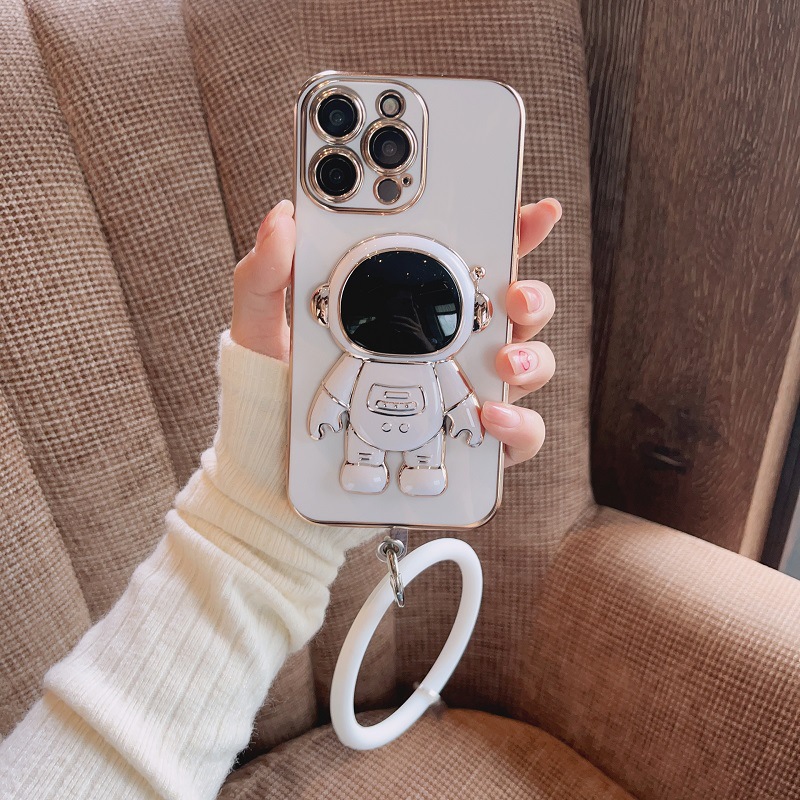 💥Last Day Promotion-[SAVE 50% OFF]--6D Plating Astronaut Hidden Stand Case Cover for iPhone With Wrist Strap--BUY 3 GET 15% OFF & FREE SHIPPING