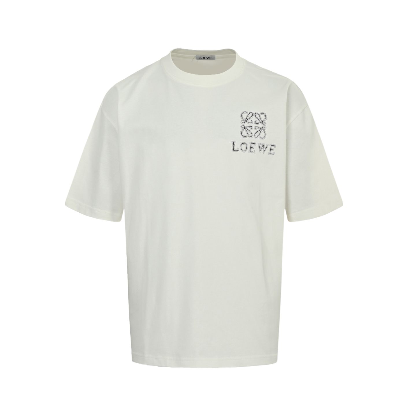 Loewe 25ss rhinestone four-leaf clover short sleeve