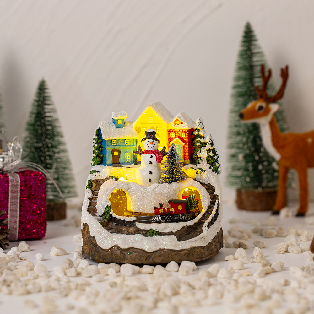 🎄Early Christmas Sale 49% OFF🎄Christmas Village Resin Music Box with Rotating Train