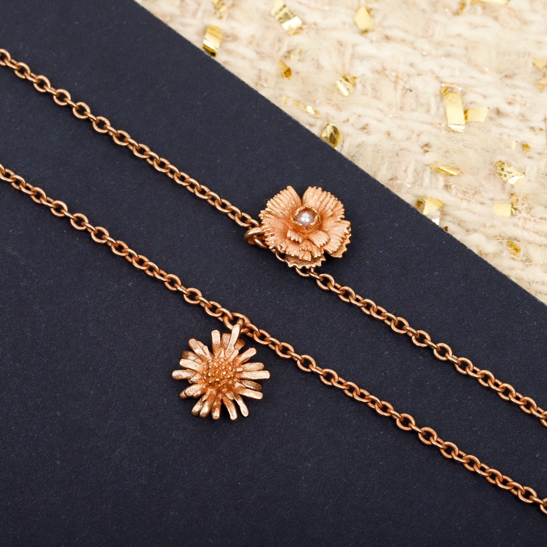 Dior cornflower sunflower peony necklace