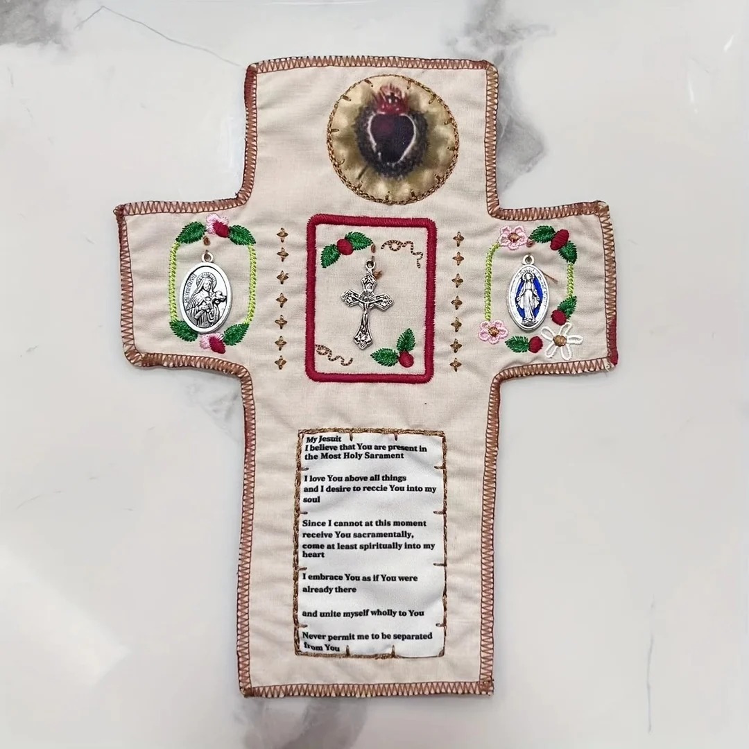 🔥LAST DAY 50% OFF🔥Handmade Stuitched Pocket Shrine With Silver Cross