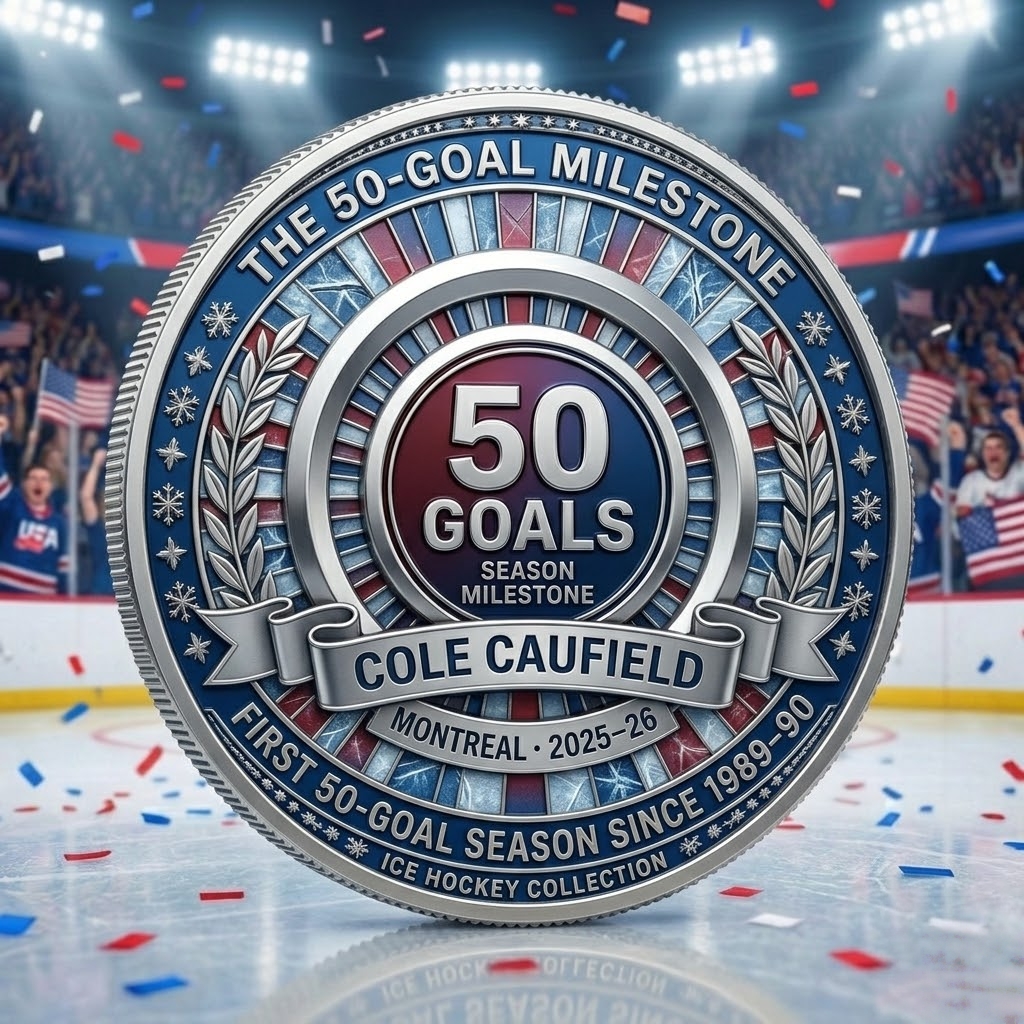 Cole Caufield’s 50-goal Commemorative Coin