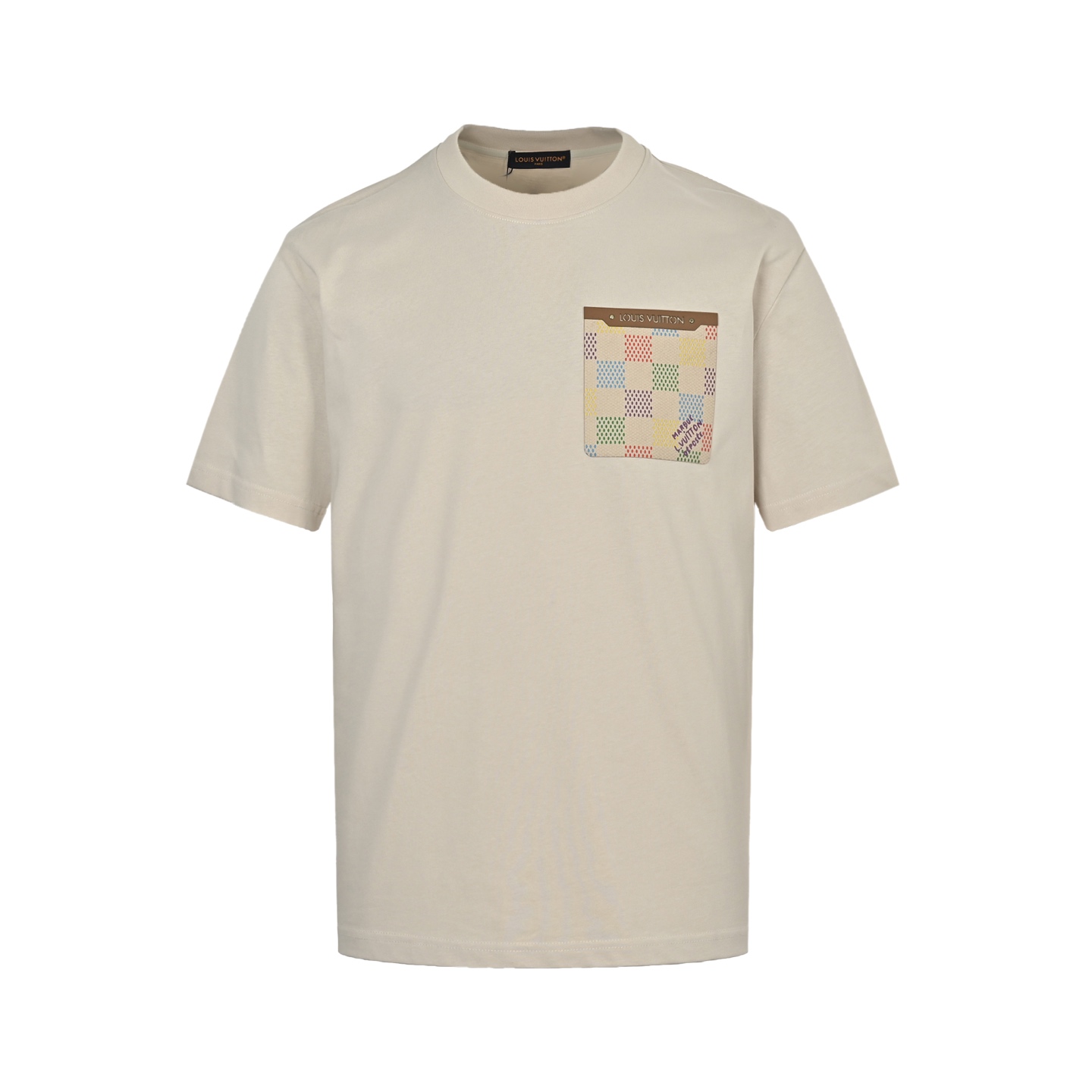 Louis Vuitton 25ss Checkerboard Leather Brand Pocket Short Sleeve