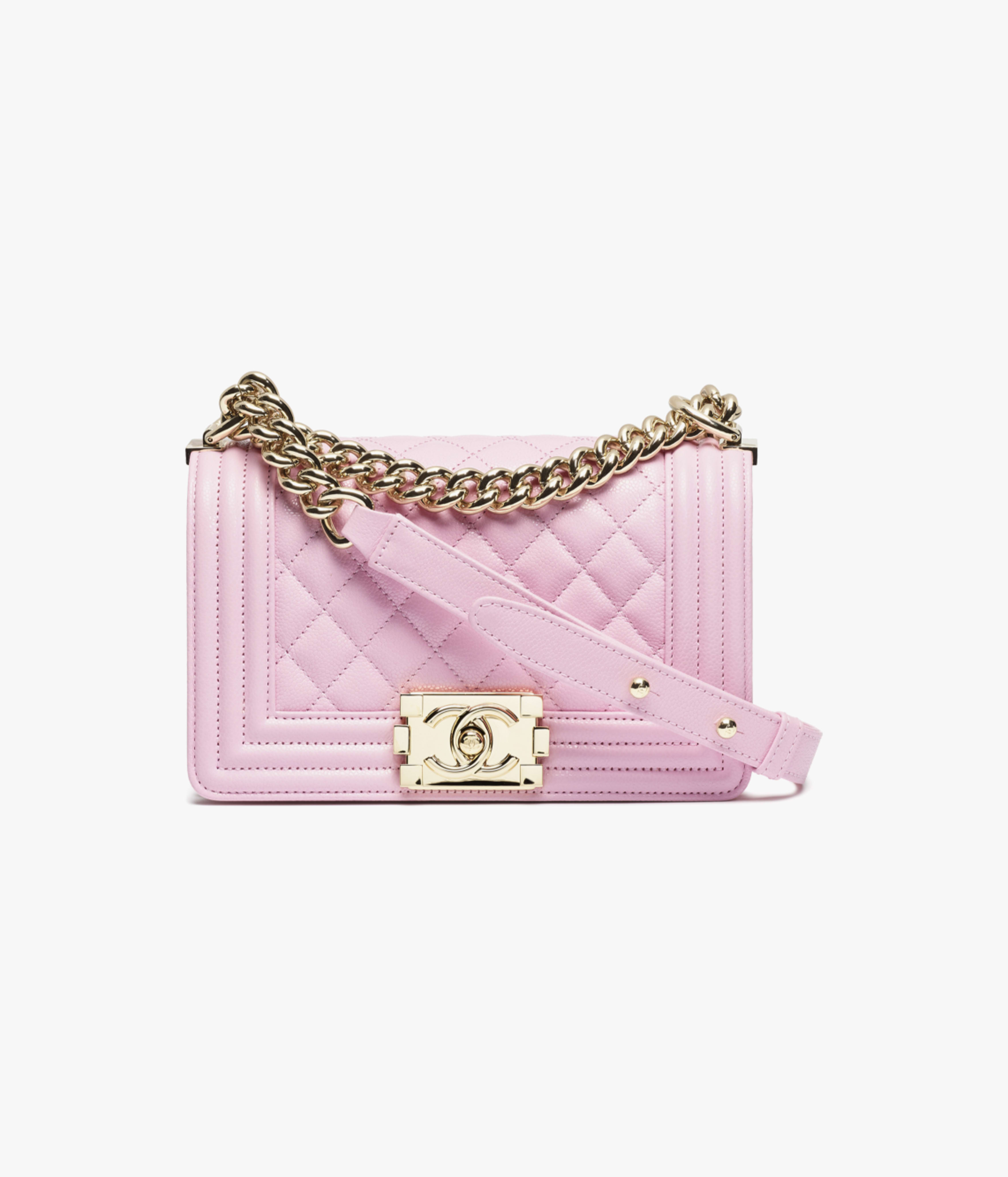 CHANEL Small BOY CHANEL Handbag Grained Calfskin & Gold-Tone Metal Light Pink A67085-B06643-NADOE