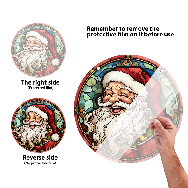 🎁🎁Santa Claus 3D Wall Breakthrough Acrylic Decoration - 🎅🎅A traditional round hanging ornament for the holiday season