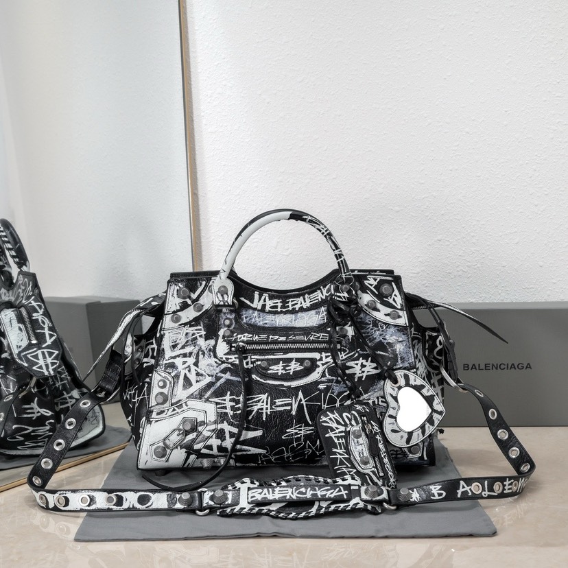 Balenciaga Graffiti Bowling Bag Large
