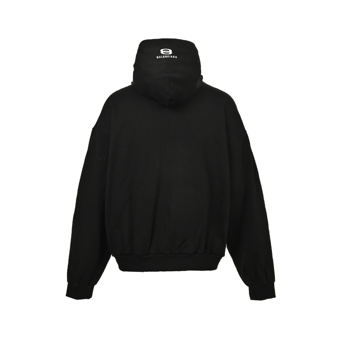 Balenciaga 24Fw hooded double-ring embroidered zippered sweatshirt jacket
