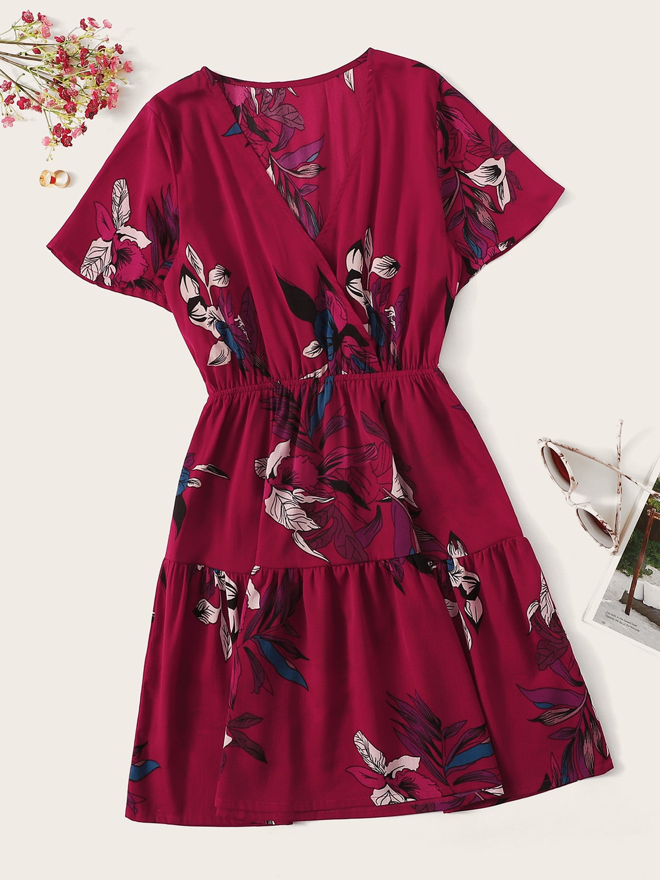 Ruffle Hem Floral Print Dress