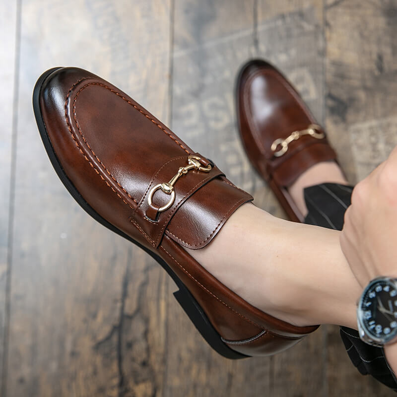 Men's Fashion Buckle Leather Loafers