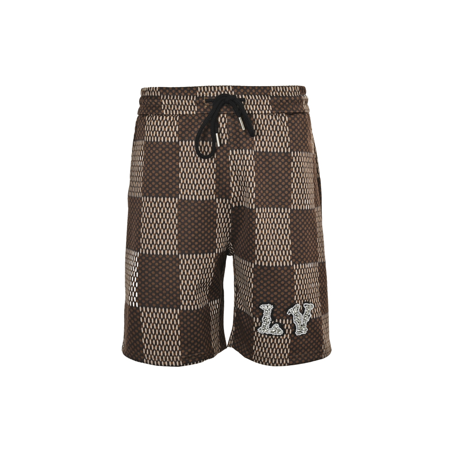 Louis Vuitton 25ss Pharrell checkerboard rhinestone wool shorts