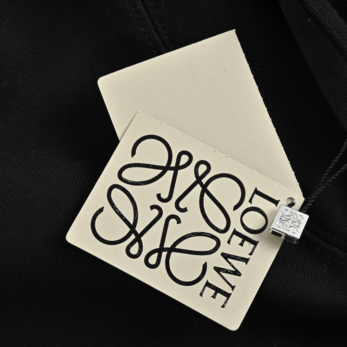 Loewe 24Fw leather drawstring hooded sweatshirt