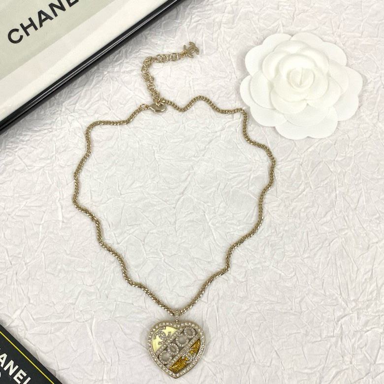 CHAN 23 Colorblock Oil Drop Hollow Heart Necklace