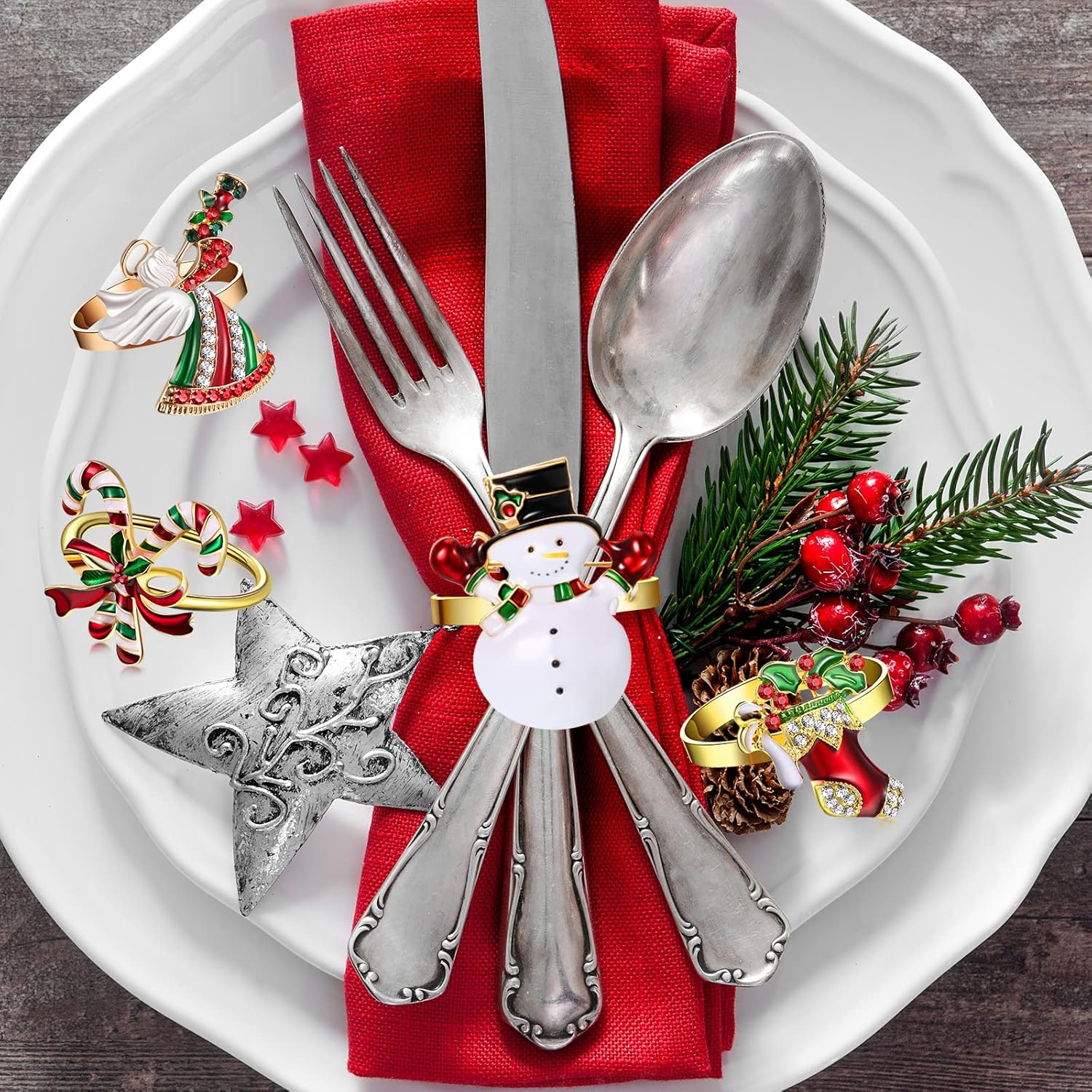 🔥ON SALE🔥Christmas Decor Napkin Buckle-4 Pack