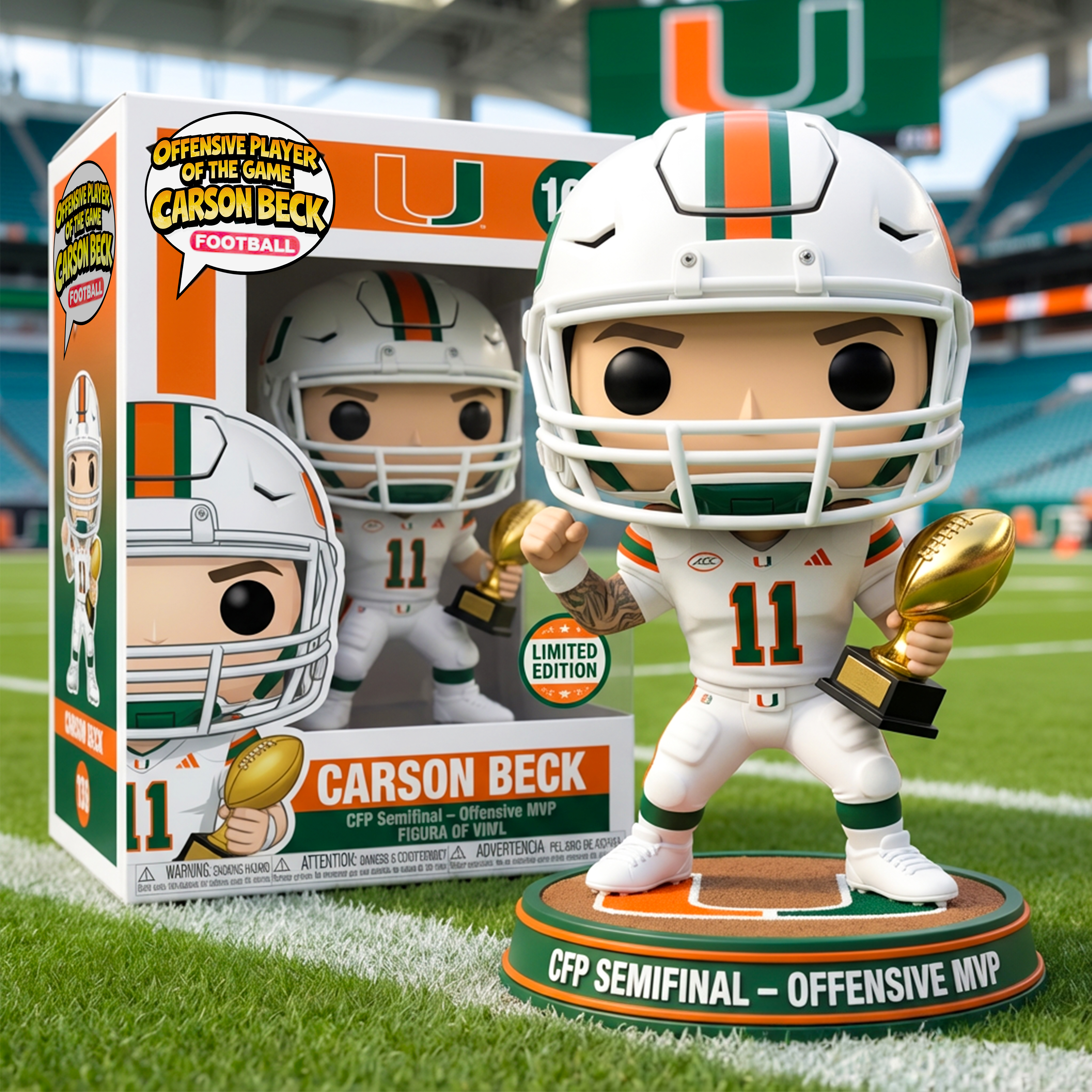 🏈 Carson Beck CFP Semifinal MVP Collectible Figure