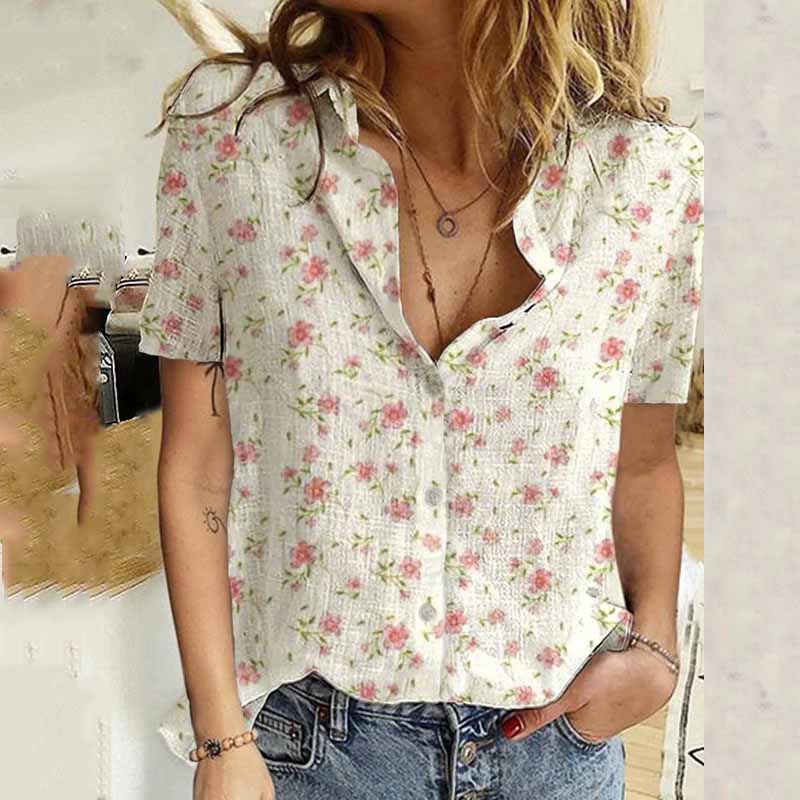 Cottage Floral Comfy Short Sleeve Blouse