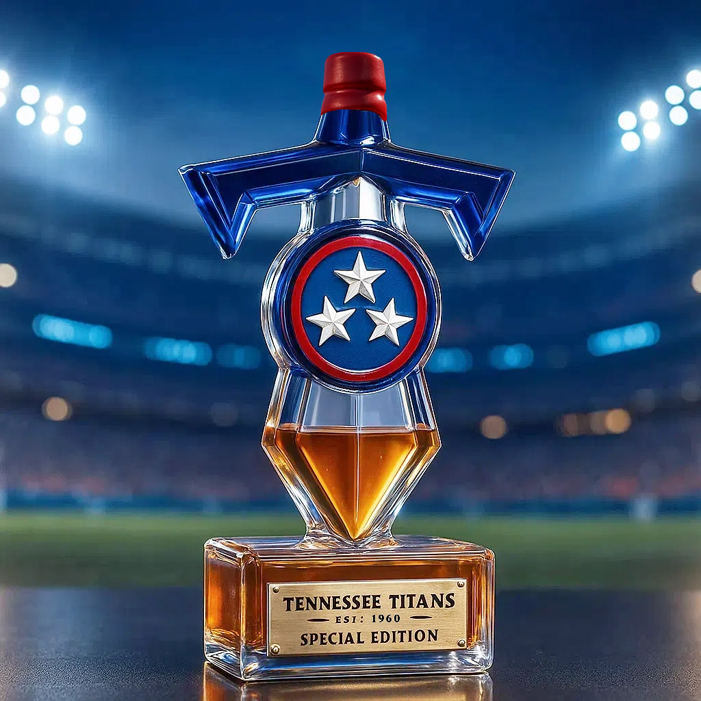 ⚔ Titans’ Valor, Poured in Gold — Tennessee Titans Whiskey Bottle