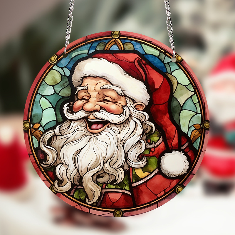 🎁🎁Santa Claus 3D Wall Breakthrough Acrylic Decoration - 🎅🎅A traditional round hanging ornament for the holiday season