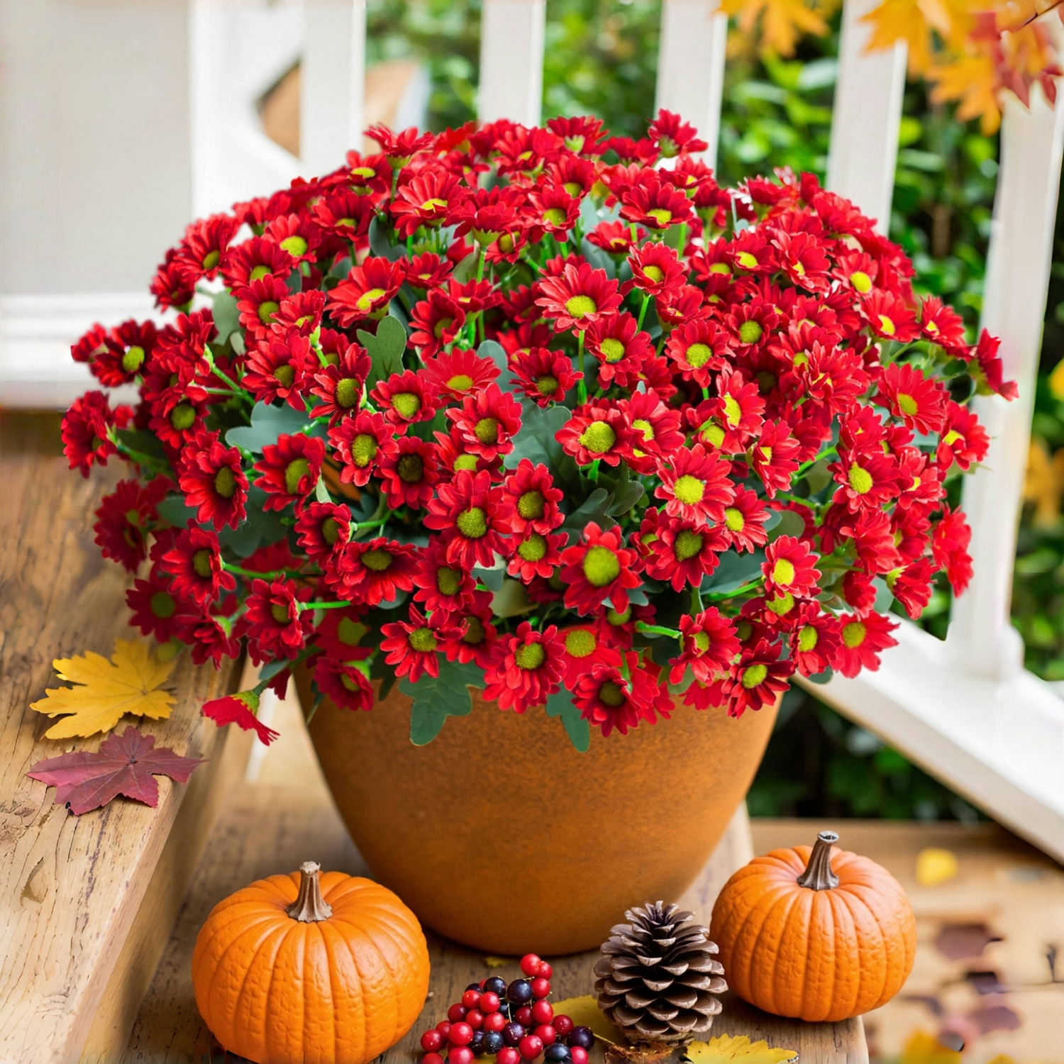 💥ON SALE💥- Artificial Mums Flowers for Outdoors Fall Autumn Decoration - UV resistant, Waterproof, Windproof
