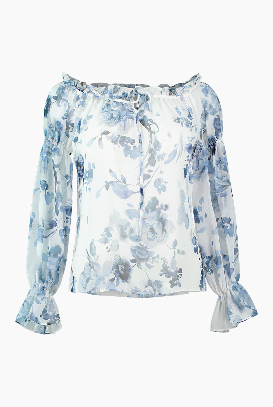 Blusa de hombros caidos estampada