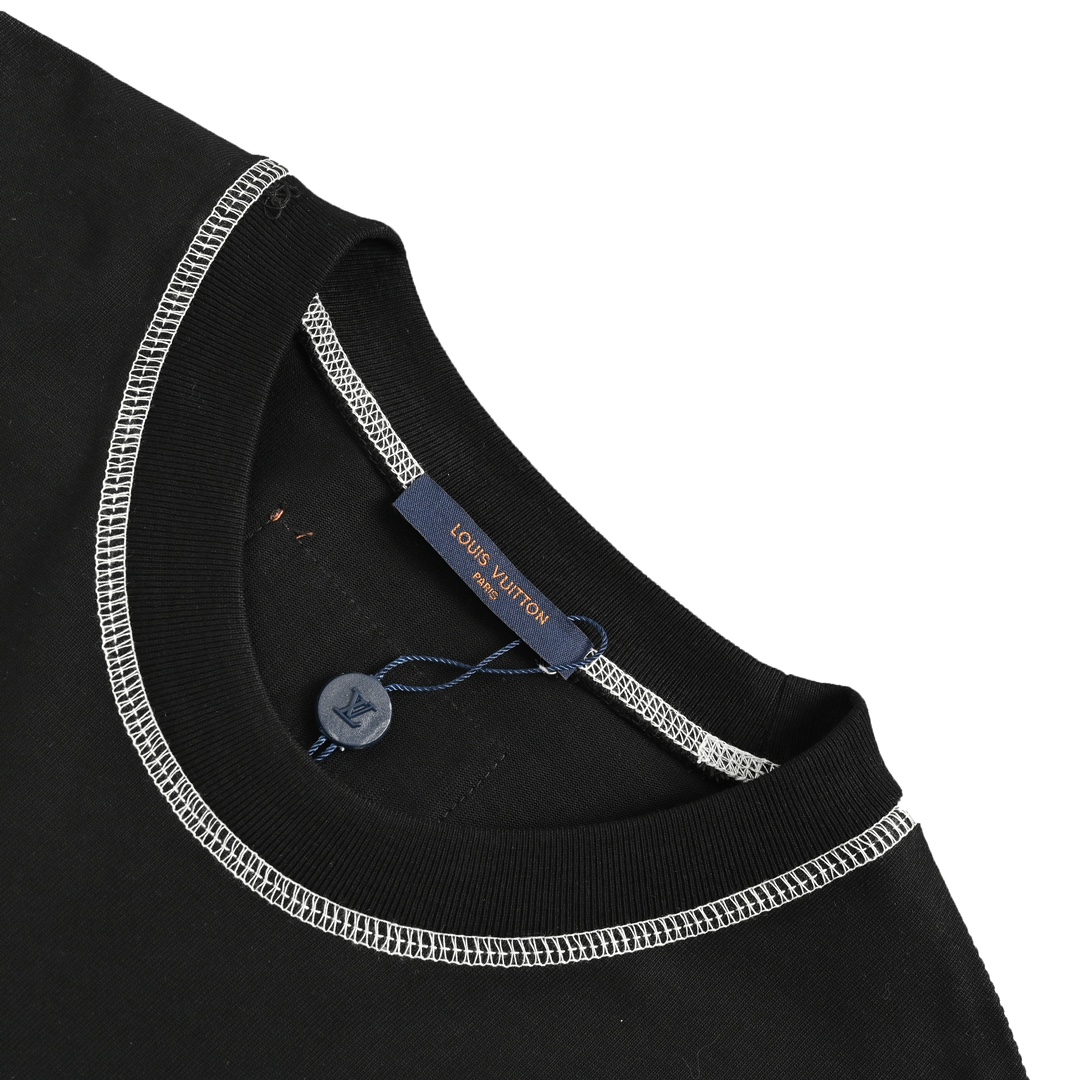 Louis Vuitton 24ss stitching script embroidered lettering short sleeves