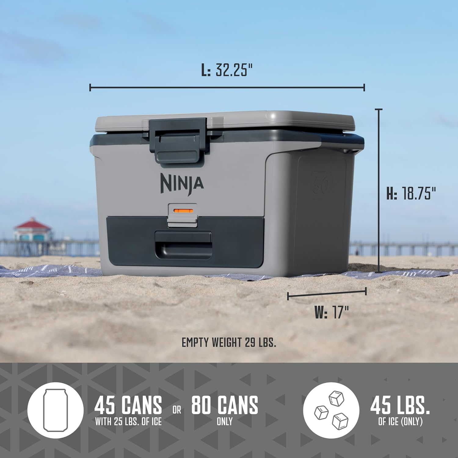 Ninja FrostVault 50qt Hard Cooler with Dry Zone Integrated Fridge Temp Dry Storage Drawe
