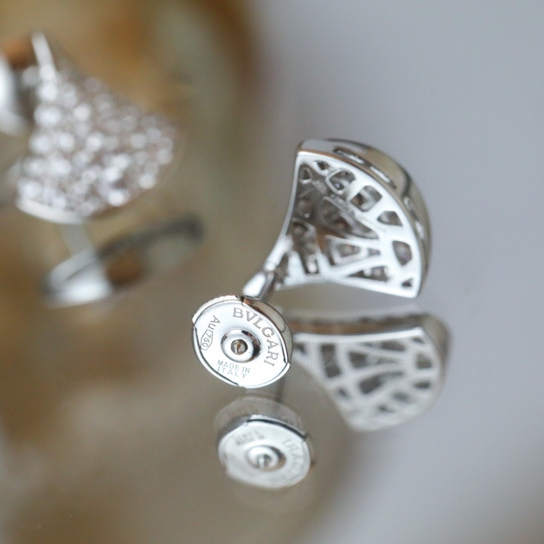 Bulgari full diamond fan-shaped earrings