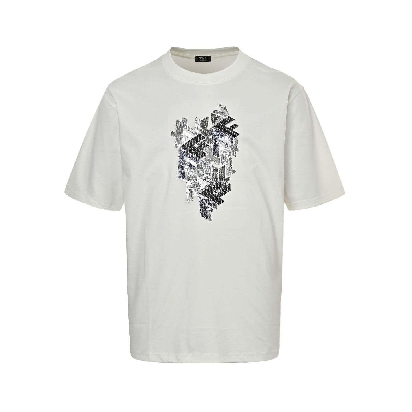 Fendi 3D sequined beads embroidered short sleeves