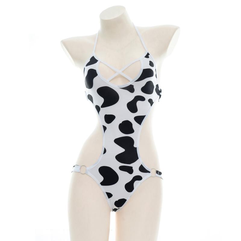 Cow Print Bow Jumpsuits Lingerie