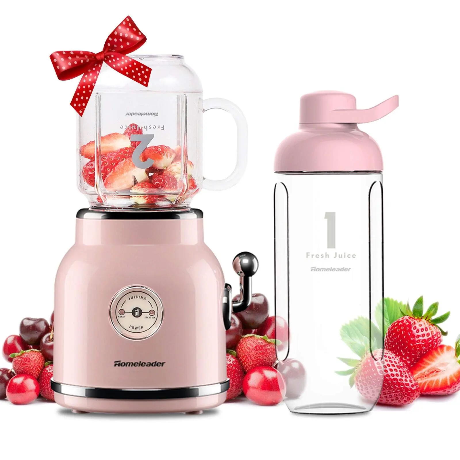 Personal Blender for Shakes and Smoothies, With 6 Sharp Blades, 21oz Travel Cup and Lids,Pink Machine,Function Blender Juicer