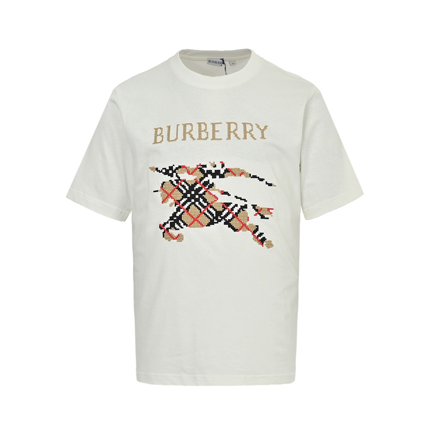 Burberry 25ss cross stitch embroidered war horse short sleeve