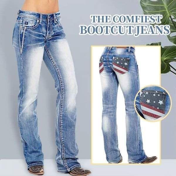 🎅Early Christmas Sale🎅American Flag elastic water wash boots-type jeans