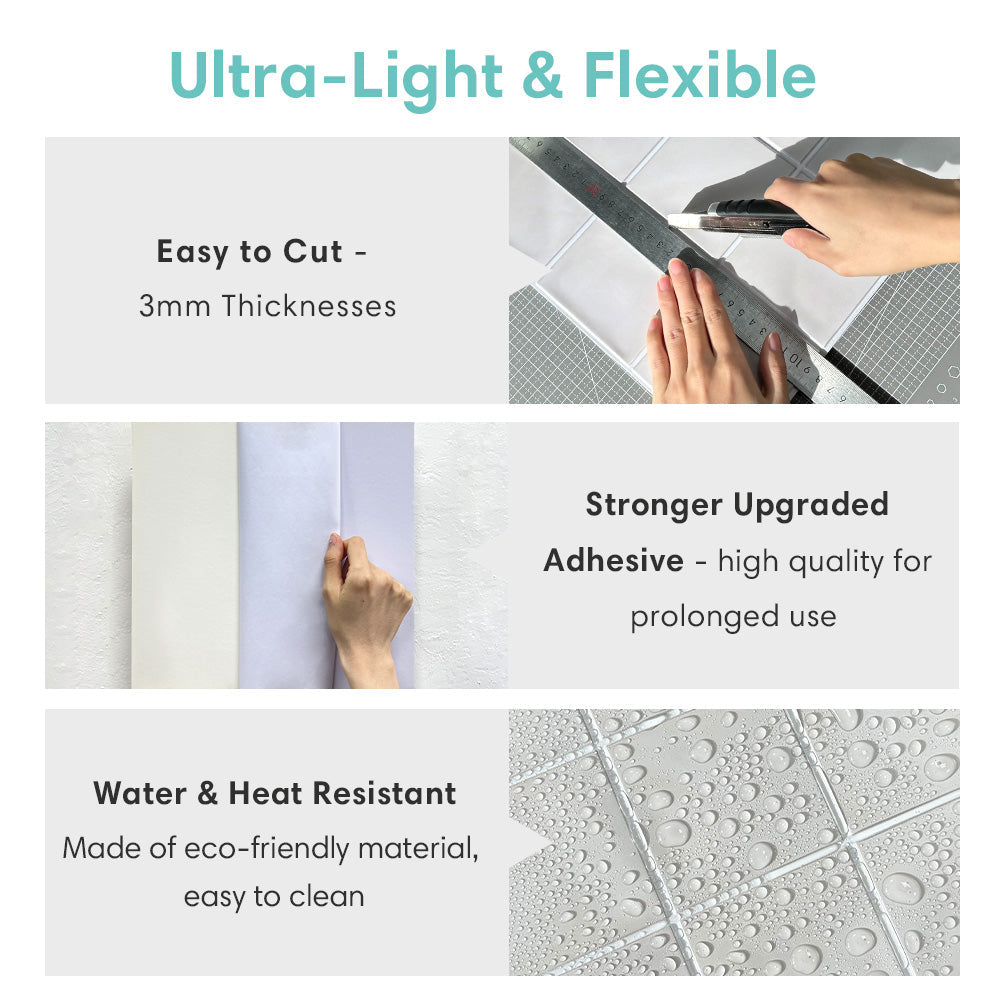 3D Mist Gray Ceramic Square Peel and Stick Wall Tile
