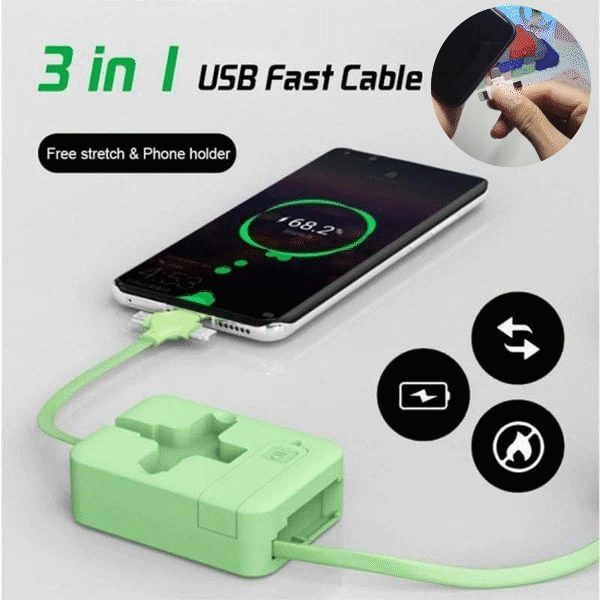 (🔥Last Day Promotion-SAVE 50% OFF) -- 3-in-1 Data Cable Phone Stand - Buy 3 Get 2 Free & Free Shipping