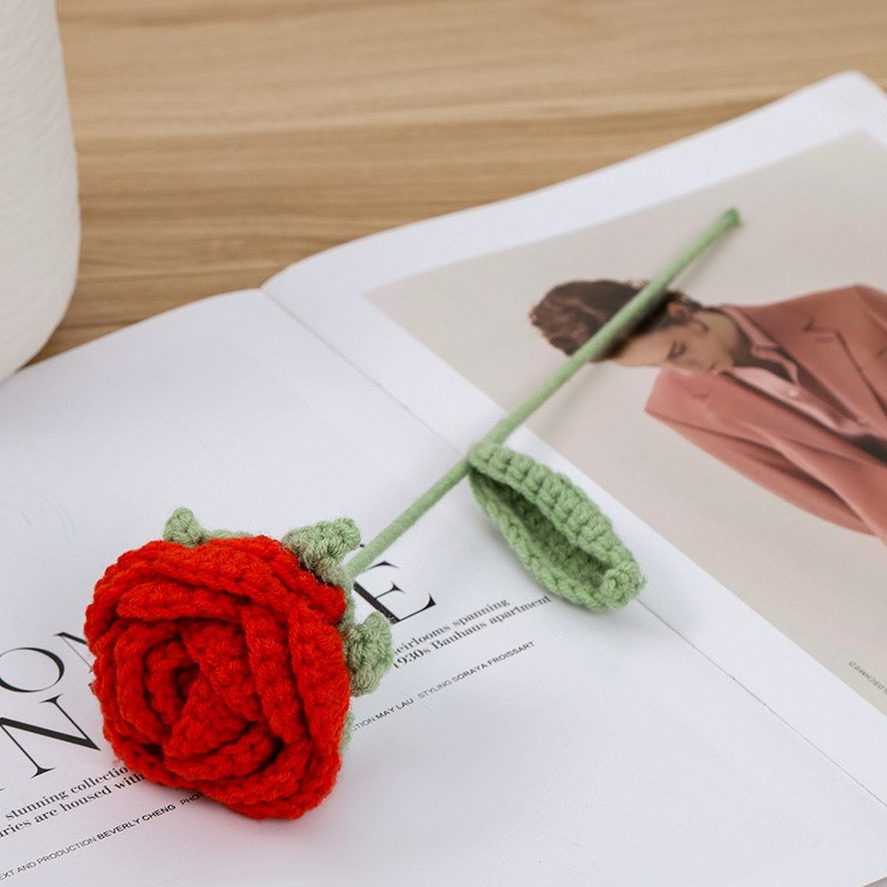 🔥Last Day 50% Off🔥Handmade Knitted Rose,Artficial rose faux flowers,Gift For Her,Present Accessories🌹