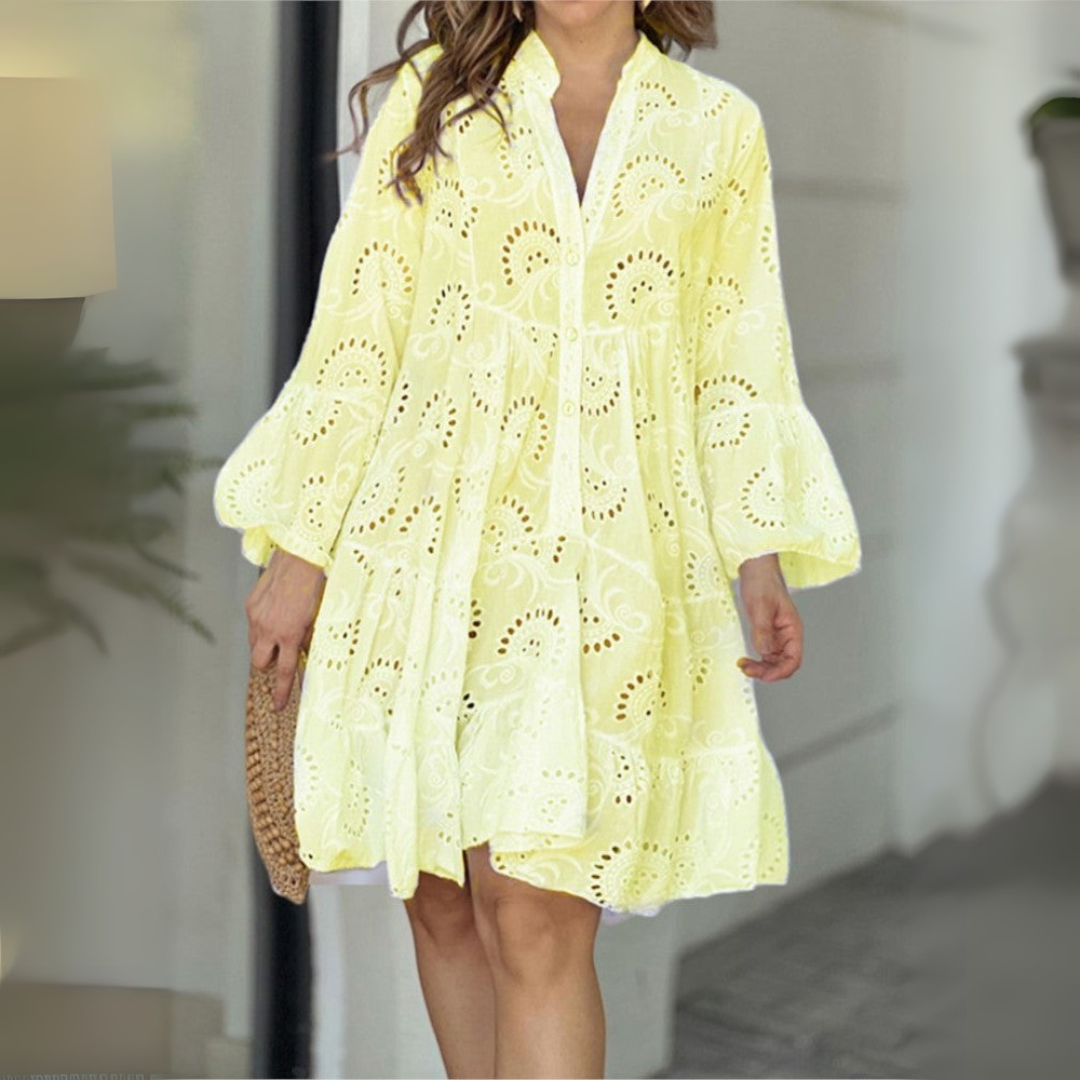 Embroidered Tiered Mini Dress