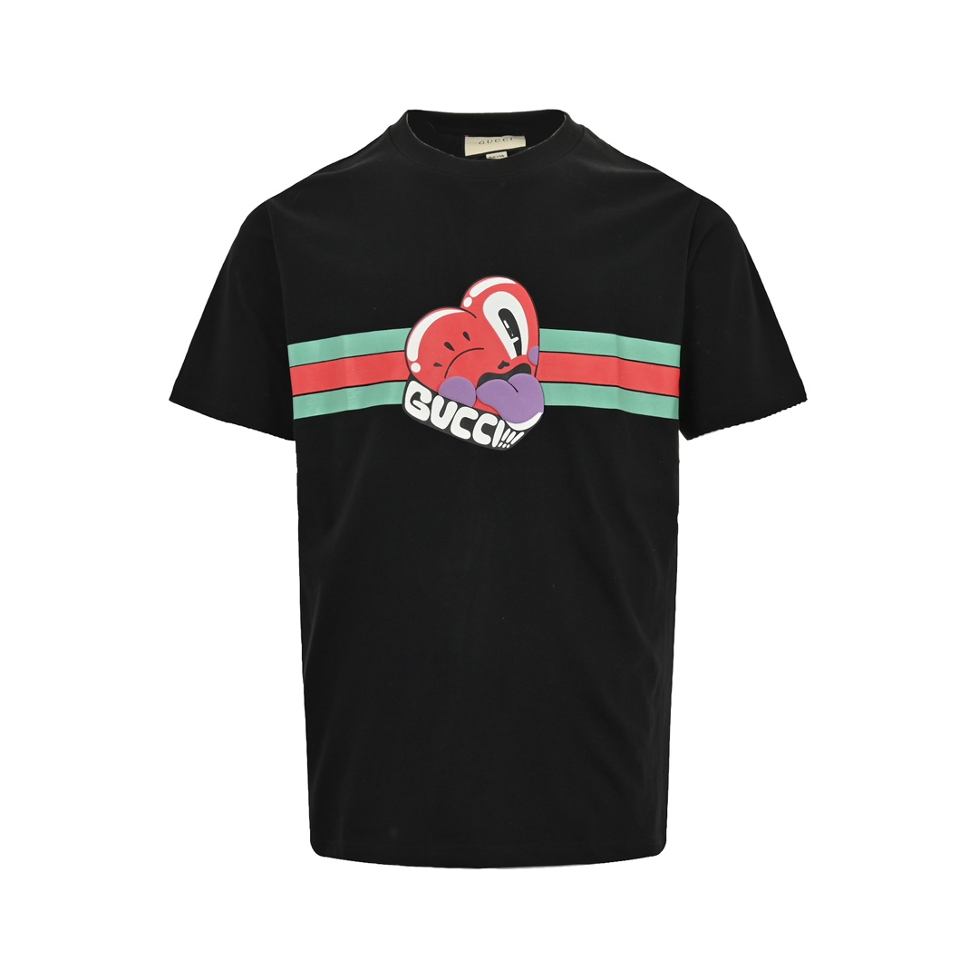Gucci 24ss heart tongue foam print short sleeves